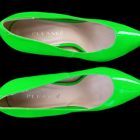PLEASER Women's Neon Green size 5 Heels 5" Stiletto Pumps Shoes AMUSE-20 Patent - Picture 6 of 6